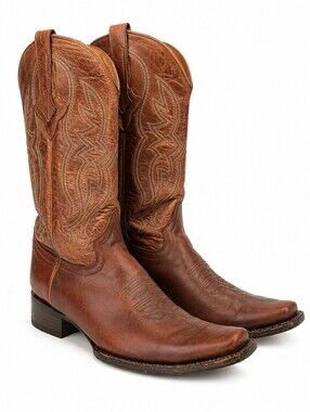 Innovation Square Toe Cowboy Boots Brown Leather Mexico US 9 Ranch Rodeo Rustic
